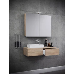Hioshop Spiegelkast Gudas Mdf - Spiegel - Eiken -VIDAL Salle De Bain Winkel 1000062963 0110