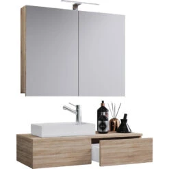 Hioshop Spiegelkast Gudas Mdf - Spiegel - Eiken