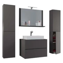 Hioshop Badkamer LendasXL Mdf - 80 Cm - Antraciet