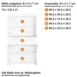 Hioshop Badkamerkast AmandaMandoBea Mdf - Wit -VIDAL Salle De Bain Winkel 1000063015 0111