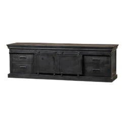 TV Meubel Portland Black 140cm - Mangohout - Zwart - Rechthoekig -VIDAL Salle De Bain Winkel 1000063036 0103