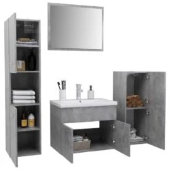 VidaXL Badkamermeubelset Bewerkt Hout Betongrijs -VIDAL Salle De Bain Winkel 1000063068 0102