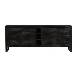 Dressoir Stockton Black 200cm - Mangohout - Zwart - Rechthoekig