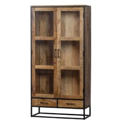 Vitrinekast Boston 190cm - Mangohout - Bruin - Rechthoekig -VIDAL Salle De Bain Winkel 1000064638 0102