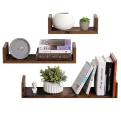 Set Van 3 Boekenplanken - 3 Zwevende Houten Planken - Bruin