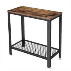 Hoge Smalle Industriële Bijzettafel - 60 X 30 X 60 Cm - Rustiek Bruin -VIDAL Salle De Bain Winkel 1000065599 0102