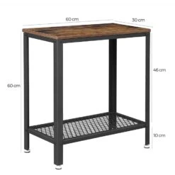 Hoge Smalle Industriële Bijzettafel - 60 X 30 X 60 Cm - Rustiek Bruin -VIDAL Salle De Bain Winkel 1000065599 0103