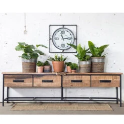 TV Meubel Zwart Met Hout - Hout & Metaal - 250x43x70cm - Tv-meubel Jules - Giga -VIDAL Salle De Bain Winkel 1000065938 0103