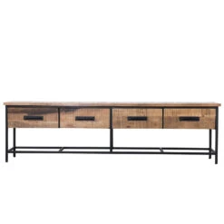 TV Meubel Zwart Met Hout - Hout & Metaal - 250x43x70cm - Tv-meubel Jules - Giga