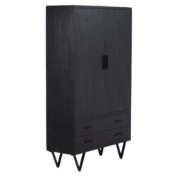 Giga Meubel Wandkast Mangohout Zwart - 110x40x180cm -VIDAL Salle De Bain Winkel 1000067111 0103