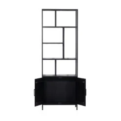 Giga Meubel Vakkenkast Zwart - Open Kast - Mangohout - 75x36x210cm -VIDAL Salle De Bain Winkel 1000067656 0103