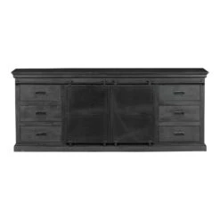 Dressoir Newark Black 190cm - Mangohout - Zwart - Rechthoekig -VIDAL Salle De Bain Winkel 1000068378 0102