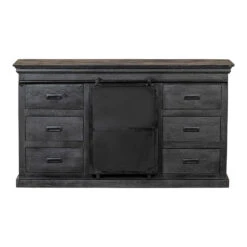 Dressoir Newark Black 140cm - Mangohout - Zwart - Rechthoekig -VIDAL Salle De Bain Winkel 1000068379 0102