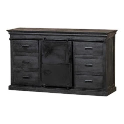 Dressoir Newark Black 140cm - Mangohout - Zwart - Rechthoekig -VIDAL Salle De Bain Winkel 1000068379 0103