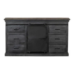 Dressoir Newark Black 140cm - Mangohout - Zwart - Rechthoekig