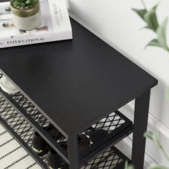 ACAZA Stevig Schoenenrek Met Frame En Zitbank, Zwart -VIDAL Salle De Bain Winkel 1000068464 0102