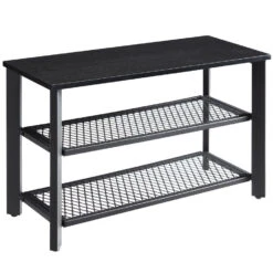 ACAZA Stevig Schoenenrek Met Frame En Zitbank, Zwart
