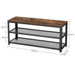 Schoenenrek - Robuust - Industriële Look - 100x45x30 Cm - Vintage Bruin -VIDAL Salle De Bain Winkel 1000068466 0102