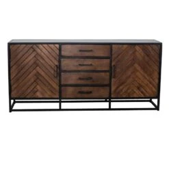 Giga Meubel Dressoir Visgraat Bruin - Mangohout - 165x40x75cm - Isa