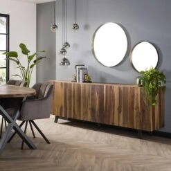 Giga Meubel Dressoir Massief Notenhout - 40x220x75cm - 4-Deurs -VIDAL Salle De Bain Winkel 1000068491 0102