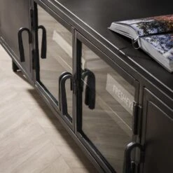 Giga Meubel Tv-Meubel Zwart Metaal - 40x180x50cm - 4-Deurs -VIDAL Salle De Bain Winkel 1000068526 0102