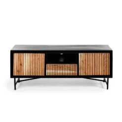 Giga Meubel Tv-Meubel Acaciahout - 40x140x50cm - Naturel/Zwart - Kast Patrick