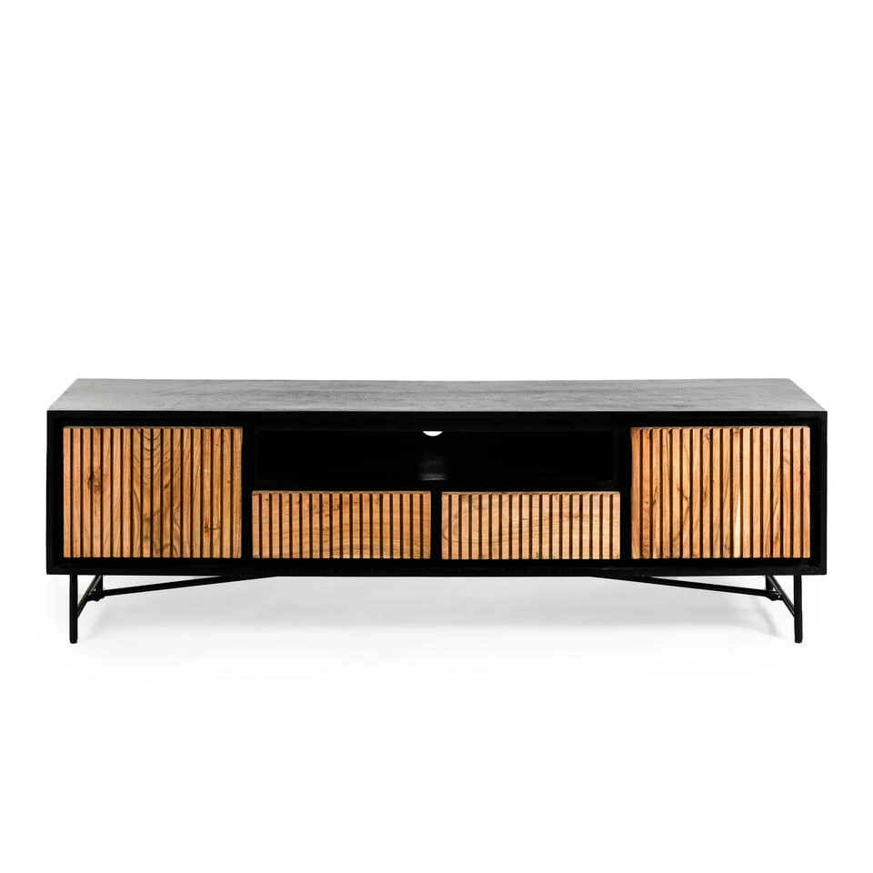 Giga Meubel Tv-Meubel Acaciahout - 40x180x50cm - Naturel/Zwart - Kast Patrick 1 Giga Meubel Tv-Meubel Acaciahout - 40x180x50cm - Naturel/Zwart - Kast Patrick