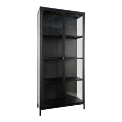 Giga Meubel Vitrinekast Metaal Zwart - 35x80x175cm - Kast Brisbane -VIDAL Salle De Bain Winkel 1000069365 0102