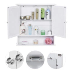 ACAZA Badkamerkast Met Twee Spiegels - 56x13x58 Cm - Wit -VIDAL Salle De Bain Winkel 1000070383 0102