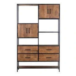 Giga Meubel Wandkast Mangohout - 120x40x190cm - Metalen Frame - Kast Brandy
