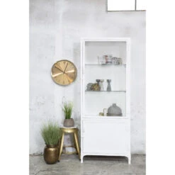 Giga Meubel Vitrinekast Metaal Wit - 75x42x190cm - Kast Vintage Lab -VIDAL Salle De Bain Winkel 1000072758 0102