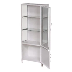 Giga Meubel Vitrinekast Metaal Wit - 75x42x190cm - Kast Vintage Lab -VIDAL Salle De Bain Winkel 1000072758 0103