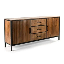 Giga Meubel Dressoir Acaciahout 180cm - Bruin - 3 Lades & 2 Deuren - Kast Eva -VIDAL Salle De Bain Winkel 1000073370 0104