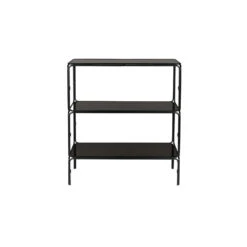 Giga Meubel Dressoir Zwart - Metaal & Glas - 35x80x89cm - Kast Liah