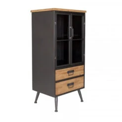 Giga Meubel Wandkast Hout & Metaal - 40x52x109cm - Lage Kast Damian -VIDAL Salle De Bain Winkel 1000073376 0102