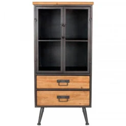 Giga Meubel Wandkast Hout & Metaal - 40x52x109cm - Lage Kast Damian