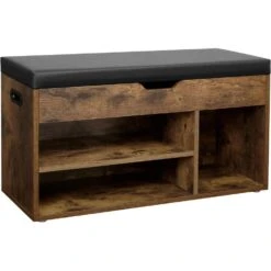 ACAZA Schoenenrek Met Zitbank En Opbergruimte, Schoenenbank Met Kussen - Bruin