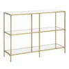 ACAZA Console Tafel, Bijzettafel Met Drie Niveaus Van Gehard Glas, Goudkleurig