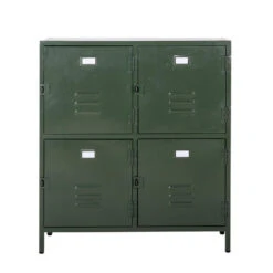 Giga Meubel Lockerkast Groen - 4-Deurs - 95x40x105cm - Metaal - New Vintage