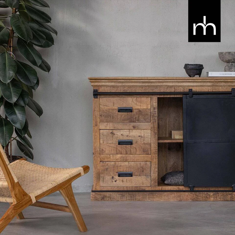 Dressoir Newark 200cm - Mangohout - Bruin - Rechthoekig 2 Dressoir Newark 200cm - Mangohout - Bruin - Rechthoekig - Afbeelding 2