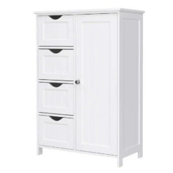 ACAZA Houten Badkamer Buffet Met 4 Laden, Wit