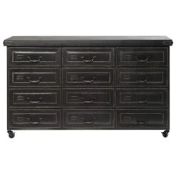 Rootsmann Dressoir Zwart Metaal - Ladekast Op Wielen - Metaal