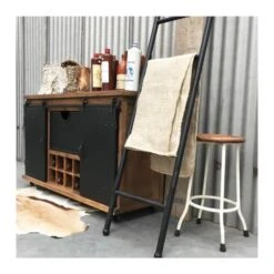 Rootsmann Dressoir Met Schuifdeur En Wijnrek - Bruin - Hout -VIDAL Salle De Bain Winkel 1000074628 0102