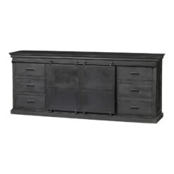 Dressoir Newark Black 220cm - Mangohout - Zwart - Rechthoekig -VIDAL Salle De Bain Winkel 1000079129 0103