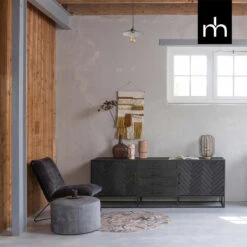 Dressoir Sienna 165cm - Mangohout - Zwart - Rechthoekig -VIDAL Salle De Bain Winkel 1000079134 0102