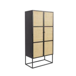 Giga Meubel Kast Naturel - 70x38x145cm - Hout - 2 Deurs - Kast Guuji