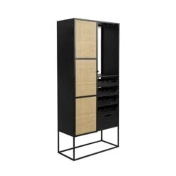 Giga Meubel Wijnkast Naturel - 80x38x175cm - Hout - Kast Guuji -VIDAL Salle De Bain Winkel 1000079144 0102