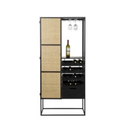 Giga Meubel Wijnkast Naturel - 80x38x175cm - Hout - Kast Guuji