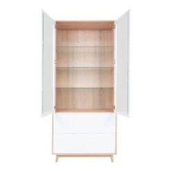 Giga Meubel Vitrinekast Wit - 2 Laden - Hout - Kast Copenhagen -VIDAL Salle De Bain Winkel 1000080887 0103