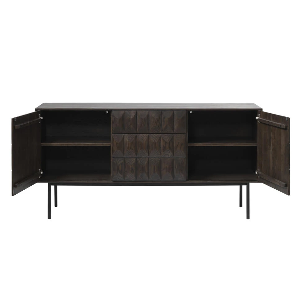 Giga Meubel Dressoir Donkerbruin - 45x160x79cm - Eikenhout - Dressoir Latina 4 Giga Meubel Dressoir Donkerbruin - 45x160x79cm - Eikenhout - Dressoir Latina - Afbeelding 4